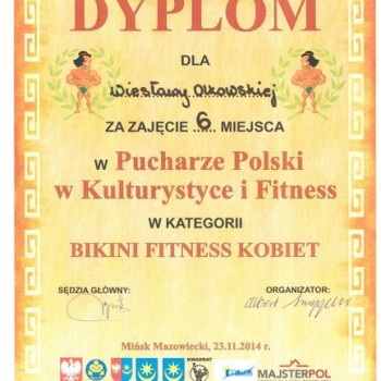 Dyplom z zawodów - Puchar Polski Kulturystyka Fitness