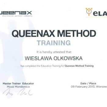Cestyfikat z szkolenia queenax